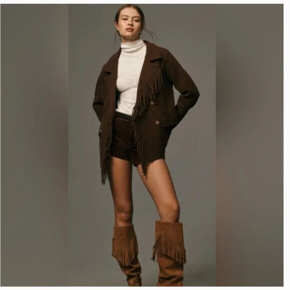 Anthropologie Jackets & Blazers - Anthropologie Chocolate Fringe Blazer